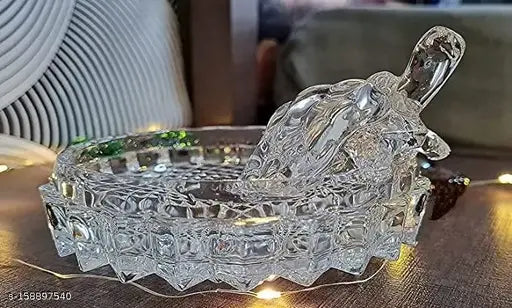 Crystal tortoise Vastu showpiece in white, Indian-made good luck charm for home, shop & office
