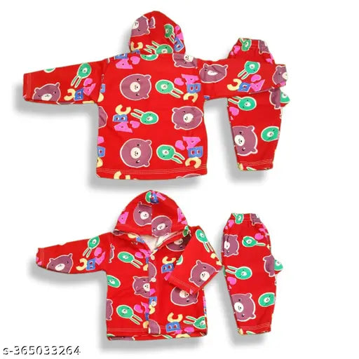 Cotton blend hooded sweatshirt set for kids, dyed/washed with long sleeves and full pant. Regular fit in sizes 0-3 Months, 0-6 Months, and 3-6 Months, made in India