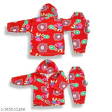 Cotton blend hooded sweatshirt set for kids, dyed/washed with long sleeves and full pant. Regular fit in sizes 0-3 Months, 0-6 Months, and 3-6 Months, made in India