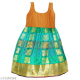 Fabulous kids' Ponni Pattu Lehanga Choli with waist belt - Indian traditional cotton-silk outfit, floral design and embellished art-silk dupatta for festivals