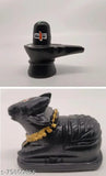 Poly resin Shivling & Nandi set (4 SHIVLING + 2 NANDI), Hindu spiritual decor for home temples and puja rooms