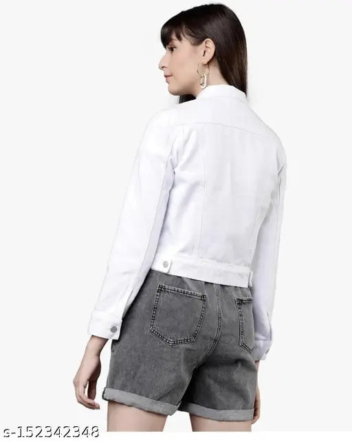 Black and white denim jacket combo for women, solid pattern, long sleeves, S (36in bust, 21in length), L (40in bust, 21in length), XL (42in bust, 21in length) - Made in India