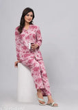Printed cotton blend women's nightsuit set with 1 pocket, comfortable and stylish sleepwear from India