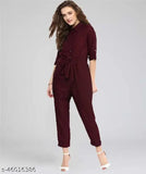 Crepe Fancy Feminine Women's Jumpsuit - Solid, trendy casual wear for XL (Bust 41in, Length 48in, Waist 34in), Indian origin