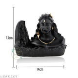Black resin Shivling smoke fountain office decor item, 5" tall for home or tabletop