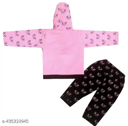 Winter wool hoodies for baby boys & girls, printed net design in long sleeves