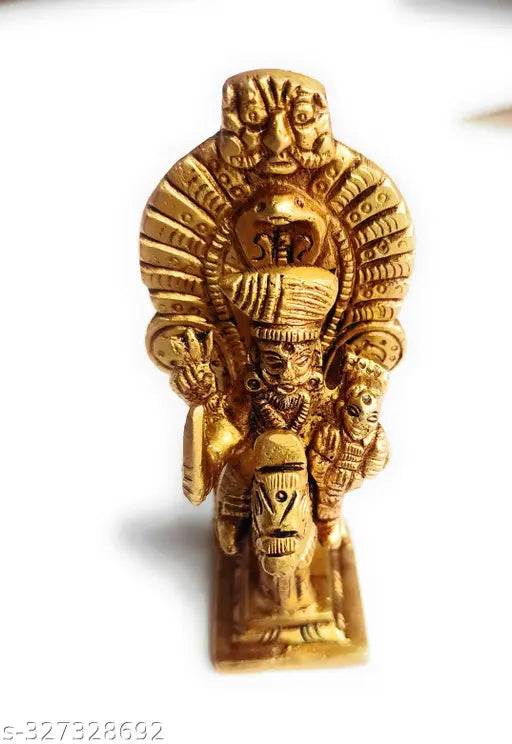 Brass Khandoba Murti (250g, 3cmL x 10cmH x 3.5cmW), traditional Indian god idol with intricate detailing