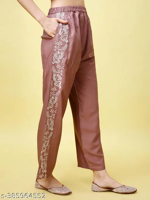 Vibrant blue and rust digital print rayon palazzo set with open-shirt style, summer-ready for casual comfort