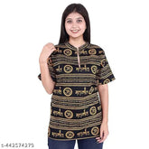 Cotton printed net Mahakal Kurta for women, showcasing intricate design, M size measuring 25 inches long
