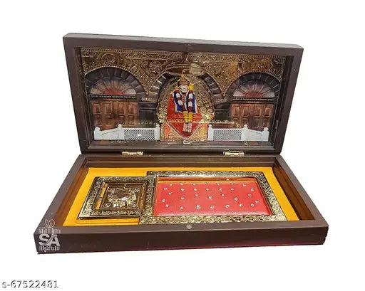 Black standard Sai Amrut wood Sai Baba idol gift box for birthday, office party, or special occasions - Brown wooden God Idol multipack of 1