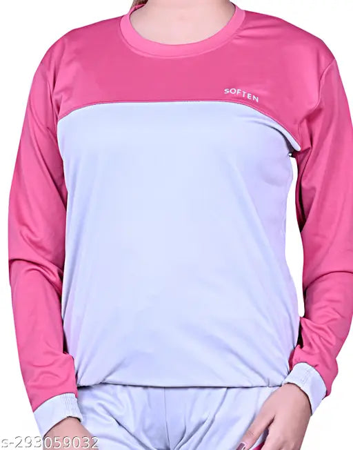 Solid polyester woman's tracksuit set, ideal for yoga, sports, or lounging, XL size with 42in bust, 27in length top & 32in waist, 39in length bottom