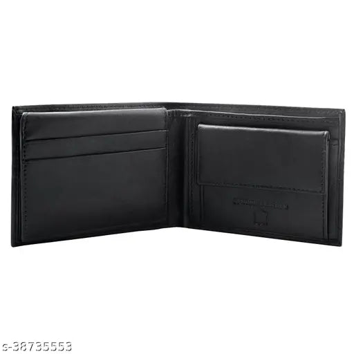 Fancy Modern Leather Wallet - Colorblock design, 5 compartments, free size (10cm x 10cm), smooth finishing, perfect for daily use or gifting