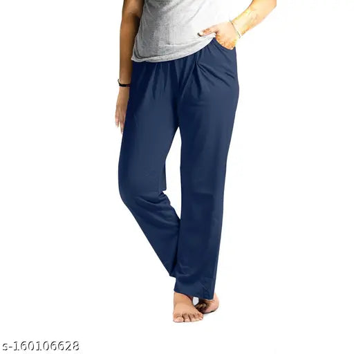 Black and navy stretchable cotton blend lounge wear pyjamas by ABEER, featuring two side pockets