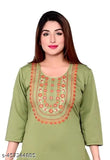 Woolen three-quarter sleeve winter kurti, solid color, India-origin women's embroidered kurti for party wear