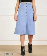 Cotton denim western skirt, solid pattern, versatile fit for various sizes