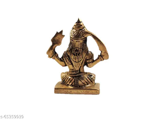Brass handicraft statue of Maa Santoshi, 3-inch tall idol for home, office, or temple, brings happiness, stability, good luck, and prosperity