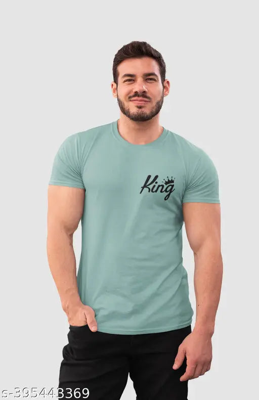 Stylish modern men's cotton t-shirt with printed design, short sleeves, size S to XXL