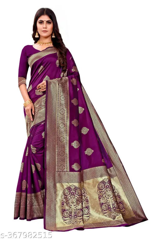 Designer Kanjeevaram Silk Banarsi wedding saree in Zari woven net pattern, single size, free from India