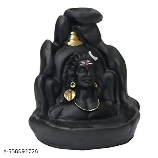 Handcrafted polyresin Kedarnath Mahadev miniature temple, backflow incense holder with 51 free cones - Indian Adi Shankara decorative showpiece