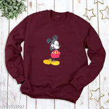 Wine color cotton sweatshirt for kids with Mickey print, perfect for cozy fall outings