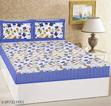 Comfortable cotton double printed bedsheet with matching pillow covers, vibrant design on display, 144 thread count, India origin