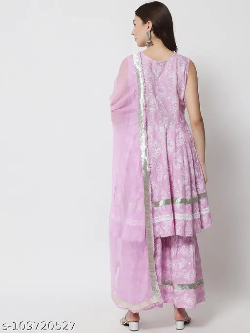 Ikdaiya Fashion Women's Pink Rayon Dupatta Sets - Stitched, sleeveless, printed set in traditional style for any occasion. Single quantity available in sizes XS, S, M, L, XL. Origin: India
