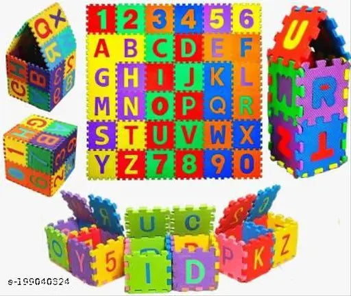 Rubber net 36-piece kids' alphabet & number mat, interactive learning foam puzzle set (India)
