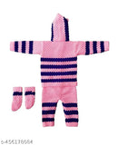 Light pink and blue woolen dress, self-design cotton, long sleeves for 6-month-old baby, Indian origin