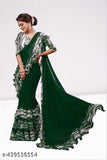 Georgette saree and blouse set with ruffle frills, Indian-crafted women's fashion on Gillkart