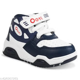 Blue synthetic leather and PVC unisex running shoes for boys, ideal for casual sports activities with lace-up fastening and cushioned support