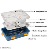Multicolor stainless steel leak-proof lunch box, reusable and microwave safe for adults and kids, 4 compartment design