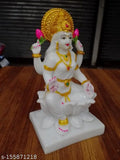 Marble White Laxmi Murti idol, intricately crafted 7-inch Ganesh Laxmi statue from India