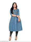 New cotton embroidered feeding kurti, three-quarter sleeves, vibrant Indian embroidery pattern