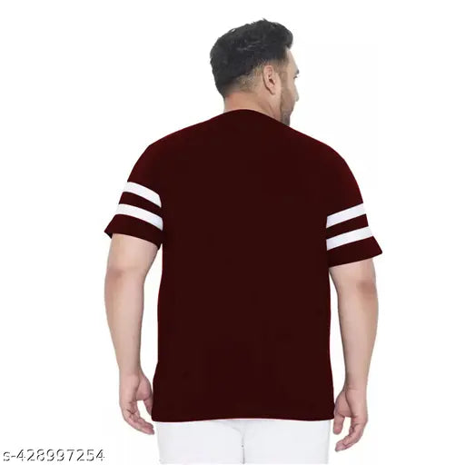 Men's plus size round neck short sleeve cotton t-shirt, premium quality, colorblocked design - ideal for layering or wearing alone, made in India