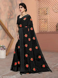 Heavy embroidered chiffon saree with hot fixing work, India-origin free size