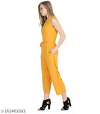 Sleeveless poly crepe jumpsuit, regular wear in solid net, size S (34in bust, 29in waist, 46in length)