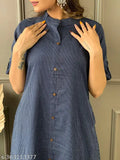 Women's cotton kurta and palazzo set in solid net, three-quarter sleeves, India origin