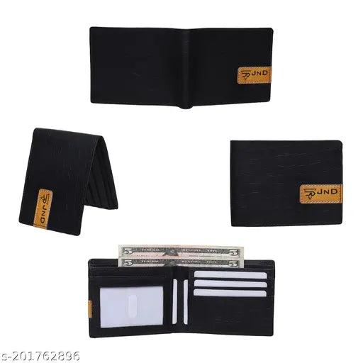 Black Croco faux leather men's wallet, hand stitched with 2 compartments, solid design, long-lasting and lightweight accessory for daily use. Natural colour variation in pure leather