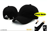 Black cotton summer cap set, one-size, free for men & women. Durable & comfortable accessory for warm weather