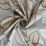 Grey 250 Tc Premium Cotton Elastic Fitted King Size Double Bed Sheet with Floral Pattern & Two Pillow Covers, Country of Origin: India