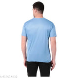 Multicolor cotton-blend men's trendy half sleeve t-shirt pack of 2, featuring solid designs in white, black, lavender, pista, red, airforce, maroon, mehendi, sky blue, mustard. India-made