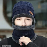 Wool beanie cap & muffler for men, warm & stylish woolen accessory, India-made