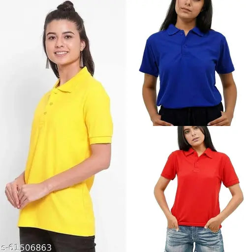 Women's short-sleeved solid T-shirts, premium Matty fabric, casual fashion, India