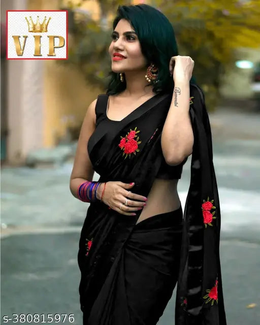 Yellow chiffon saree with green accents, embellished Georgette blouse. Indian partywear summer special