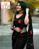 Yellow chiffon saree with green accents, embellished Georgette blouse. Indian partywear summer special