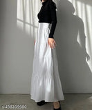White rayon skirt for women and girls, stylish and attractive with a solid pattern