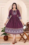 Purple cotton three-quarter sleeve printed women's maternity feeding kurti, high-quality Indian origin