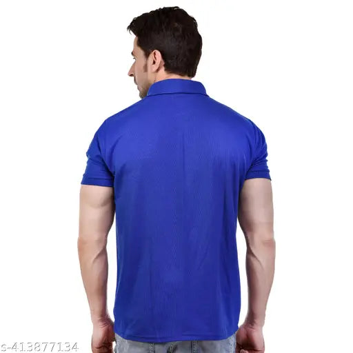 Royal Blue Amario Men's Polo T-shirt with pocket, made from Matty fabric, regular fit, half sleeves, bottom neck collar. Available in sizes S to 3XL for men
