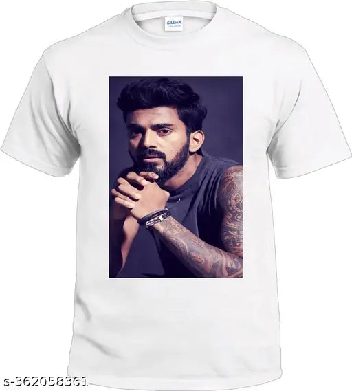 Printed polyester KL Rahul t-shirt, short sleeves cricket player apparel, India