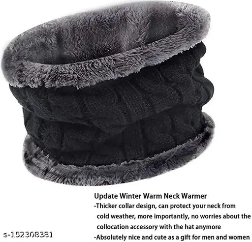 Black woolen woven winter beanie cap for men, stylish & protective accessory